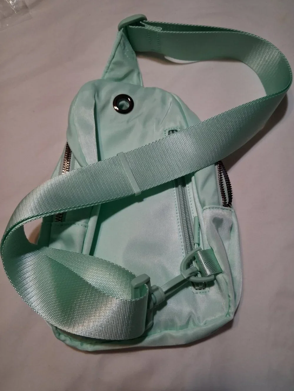 Mint Green Crossbody Mini Sling Bag Backpack Varsity Letter G Chenille Patch